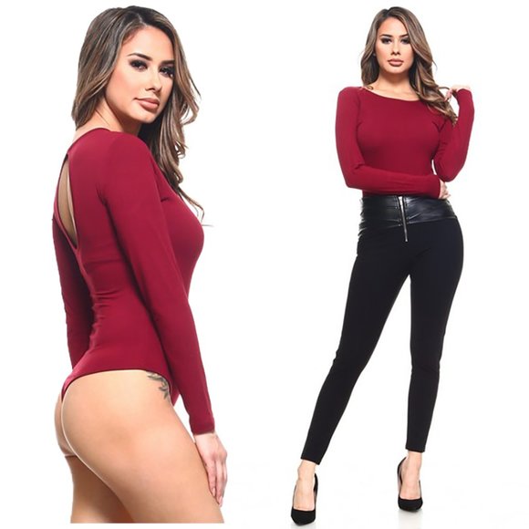Yelete Other - Long Sleeve Cute Open Back Bodysuit BS1009